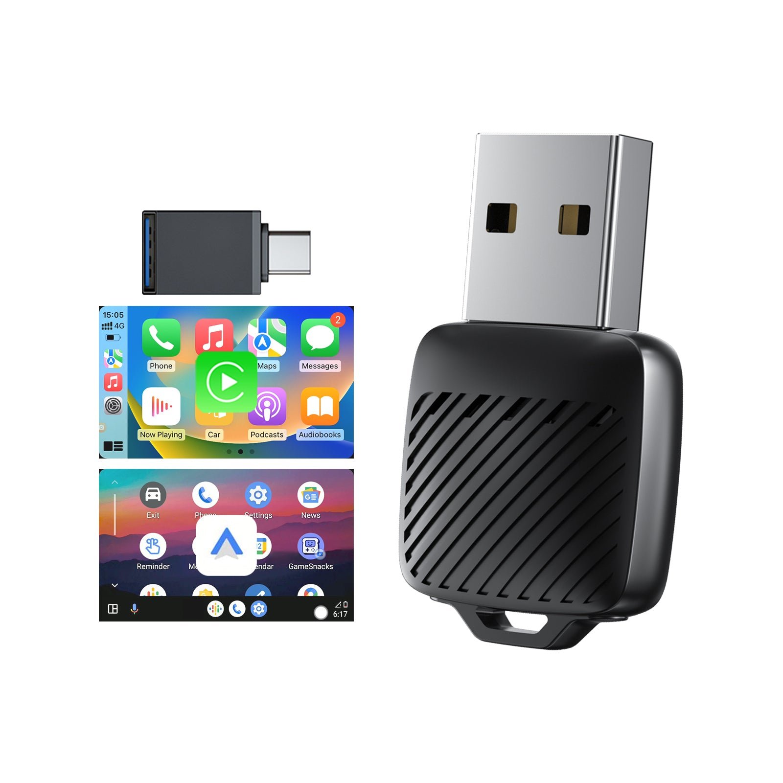 Binize 2-in-1 Wireless CarPlay & Android Auto Dongle