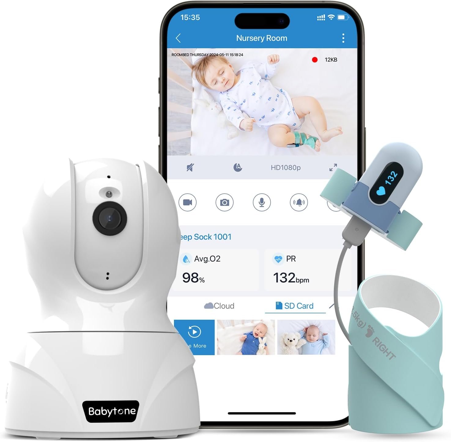Baby Monitor Sleep Satview - Smart Sleep Sock & HD Camera