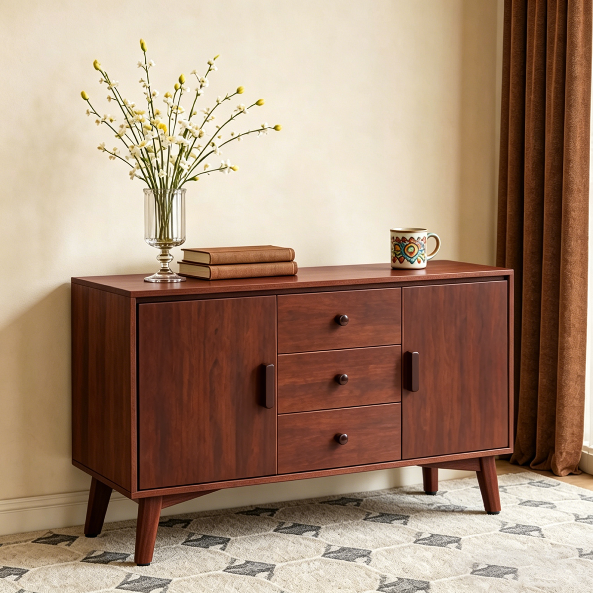 Homestyler 47" Mid-Century Sideboard Buffet Cabinet (Walnut)