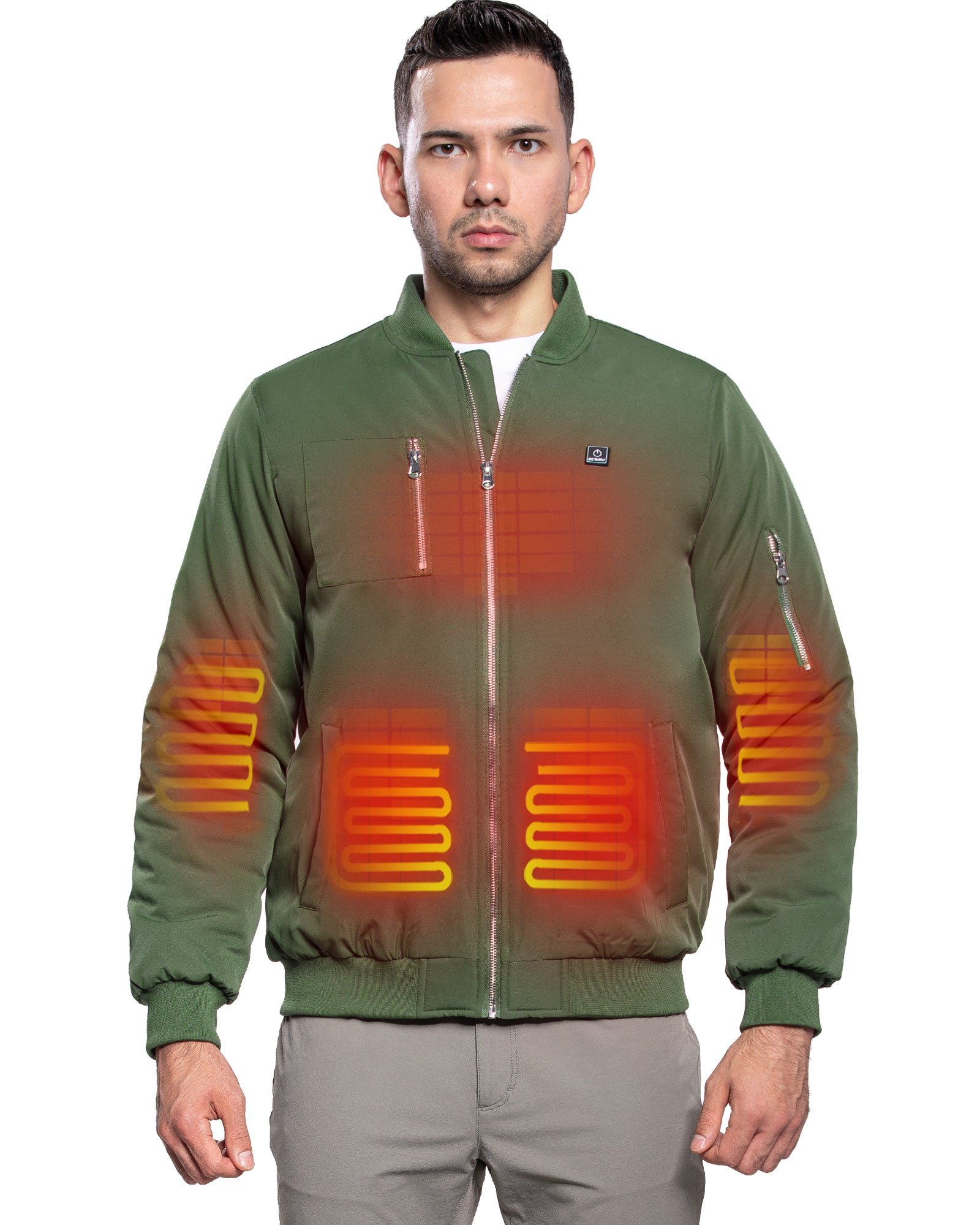 Men's Heated Bomber Padded Jacket with 12V Battery Pack