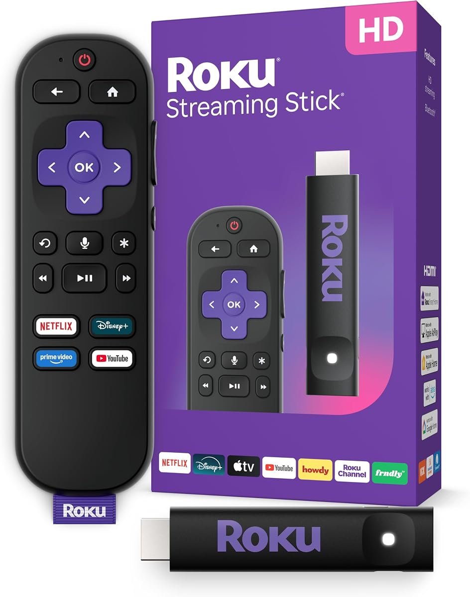 Roku Streaming Stick HD (2025, Voice Remote)