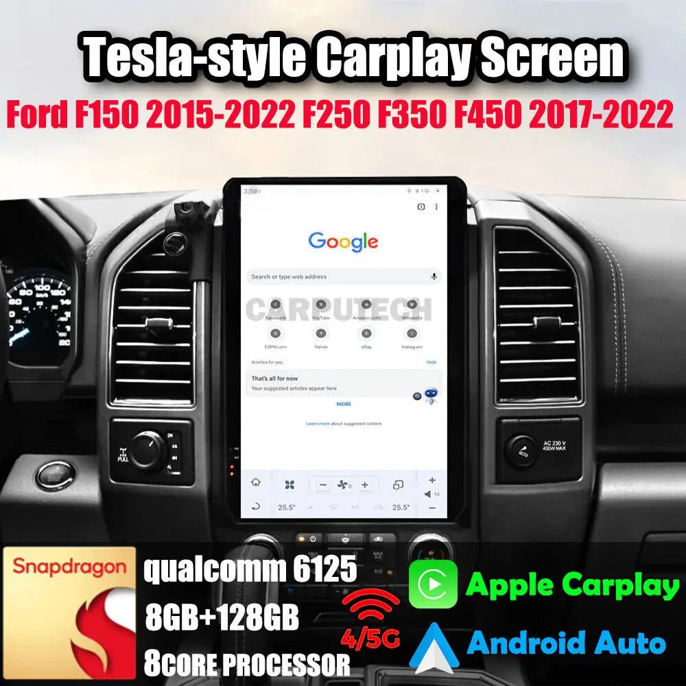 Carputech 14.4" Tesla-Style CarPlay Screen for Ford F150 (2015–2022)