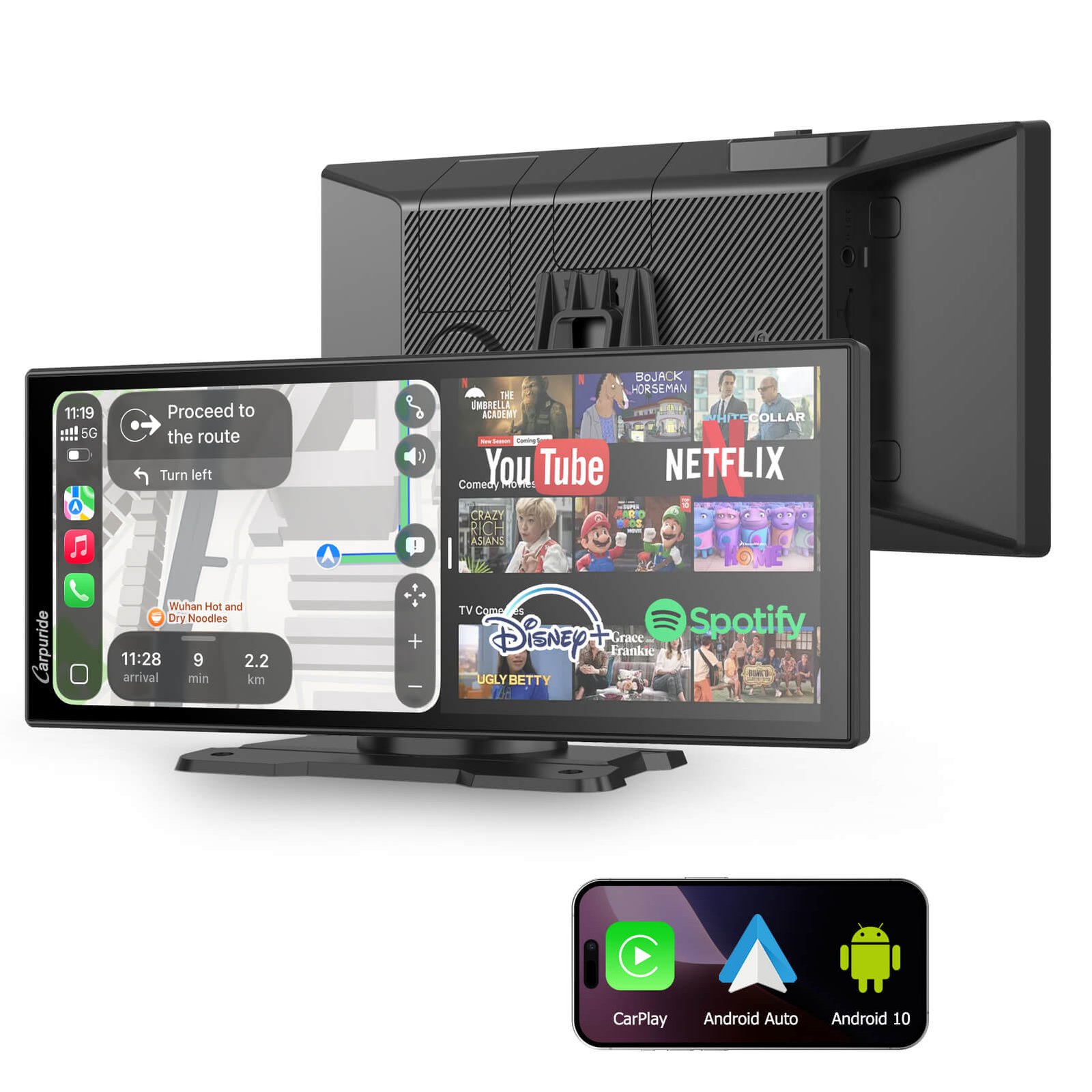 Carpuride W125P 11.26" Portable Wireless Car Stereo