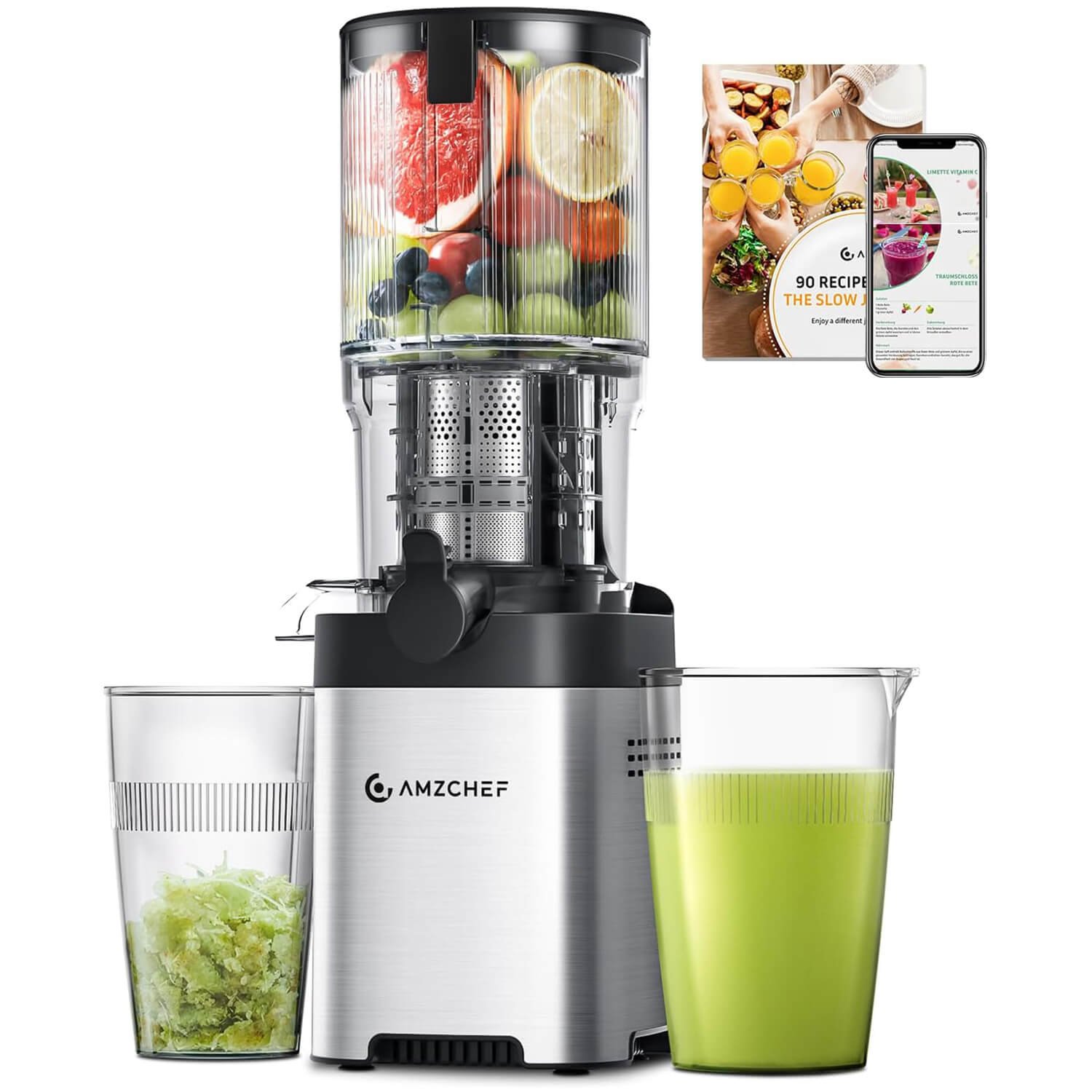 AMZCHEF Cold Press Juicer Machine with Large Feed Chute