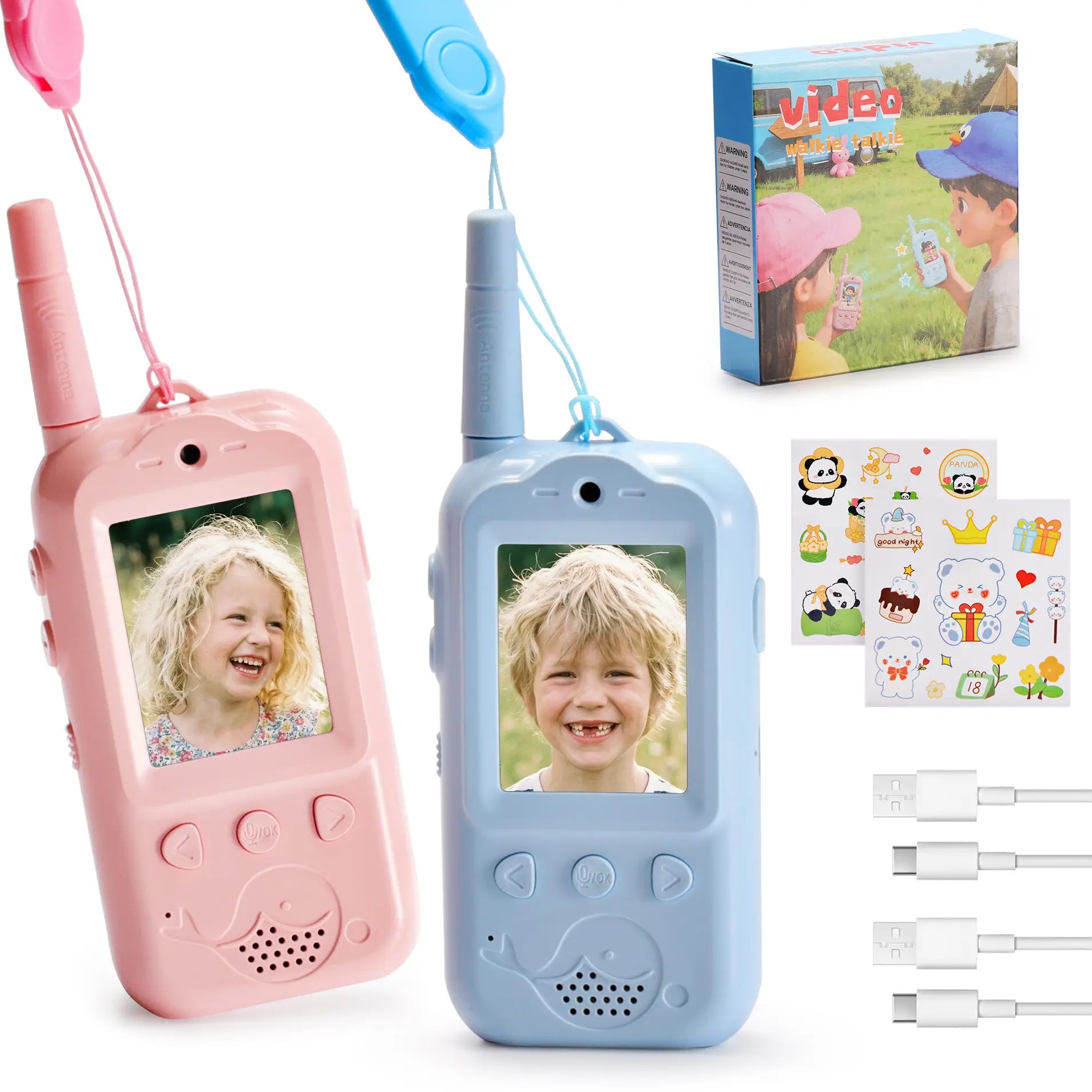 Radioddity KiddoTalk V1 Video Screen Walkie Talkies | 4 Fun Video Modes & Voice Effect | Toys for Boys&Girls