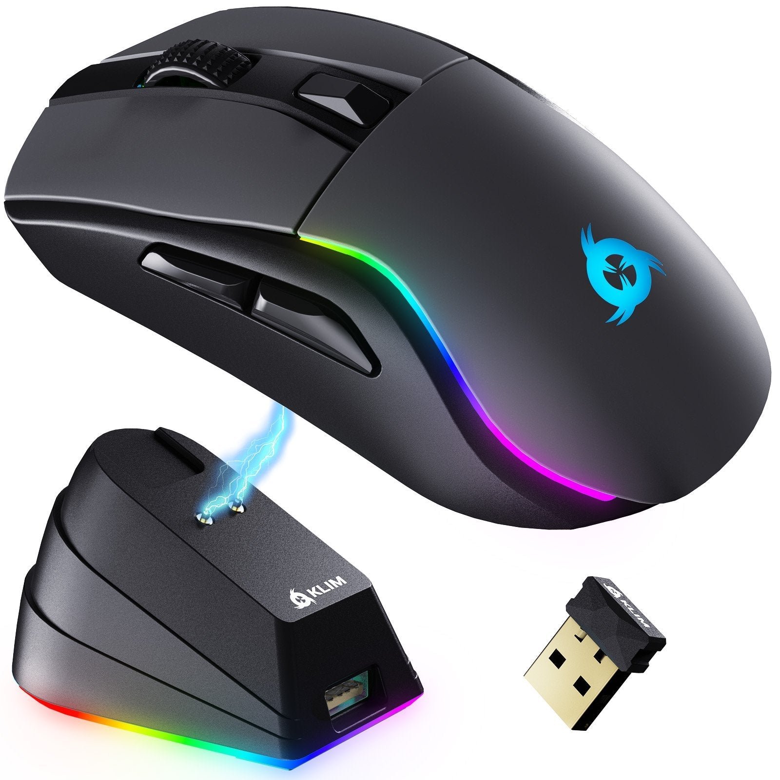 KLIM Blaze Y RGB Wireless Gaming Mouse + Charging Dock
