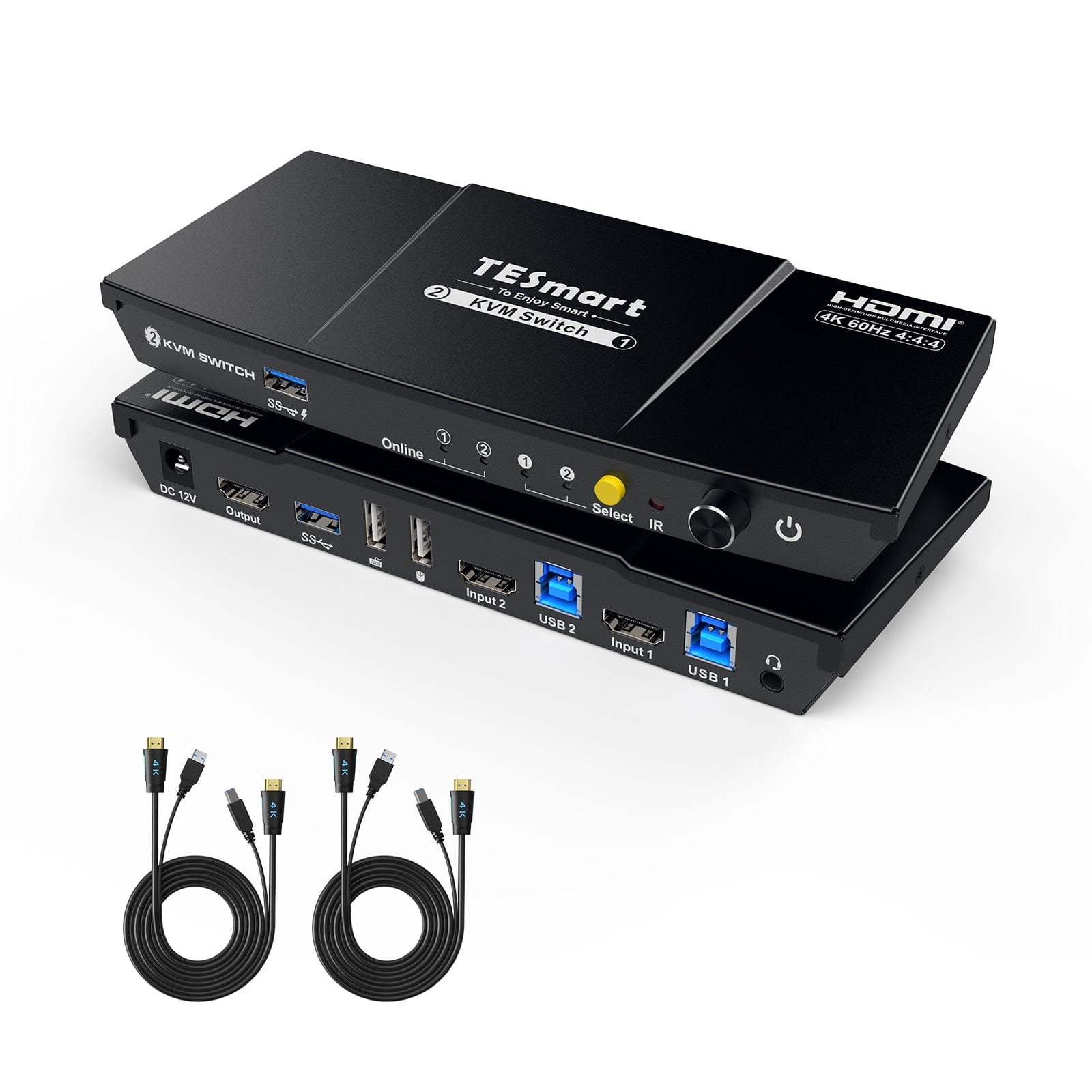 2 Port KVM Switch Kit HDMI 4K60Hz with USB 3.0 Docking Station, 2 PCs 1 Monitor